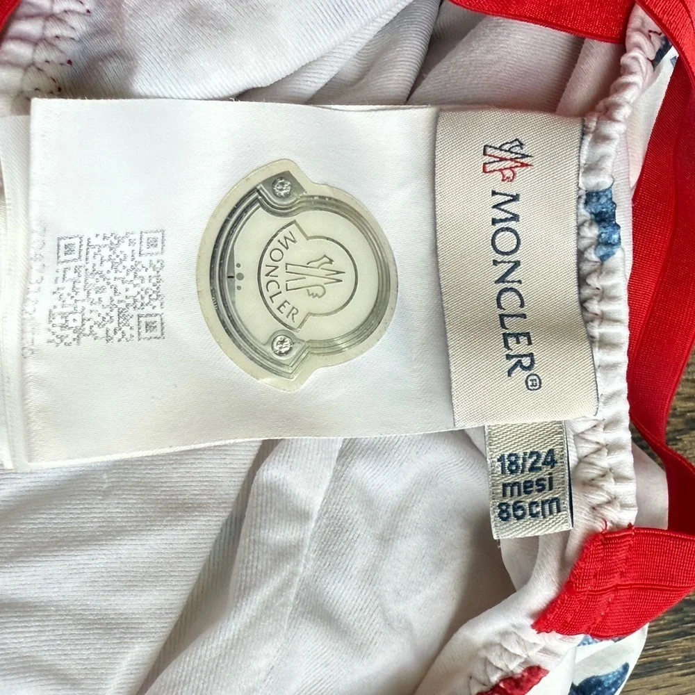 Moncler Red and White Swimwear